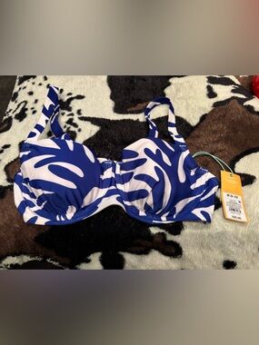 Blue & White Patterned Bikini Top Kona sol